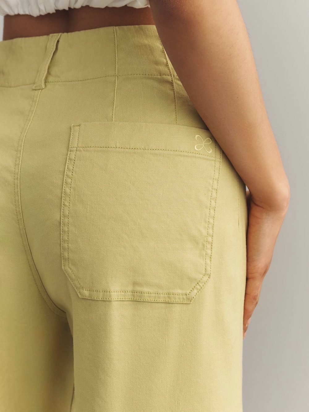Anthropologie Maeve Collette Wide-Leg High-Rise Cropped Pants Yellow 29 - Picture 5 of 12